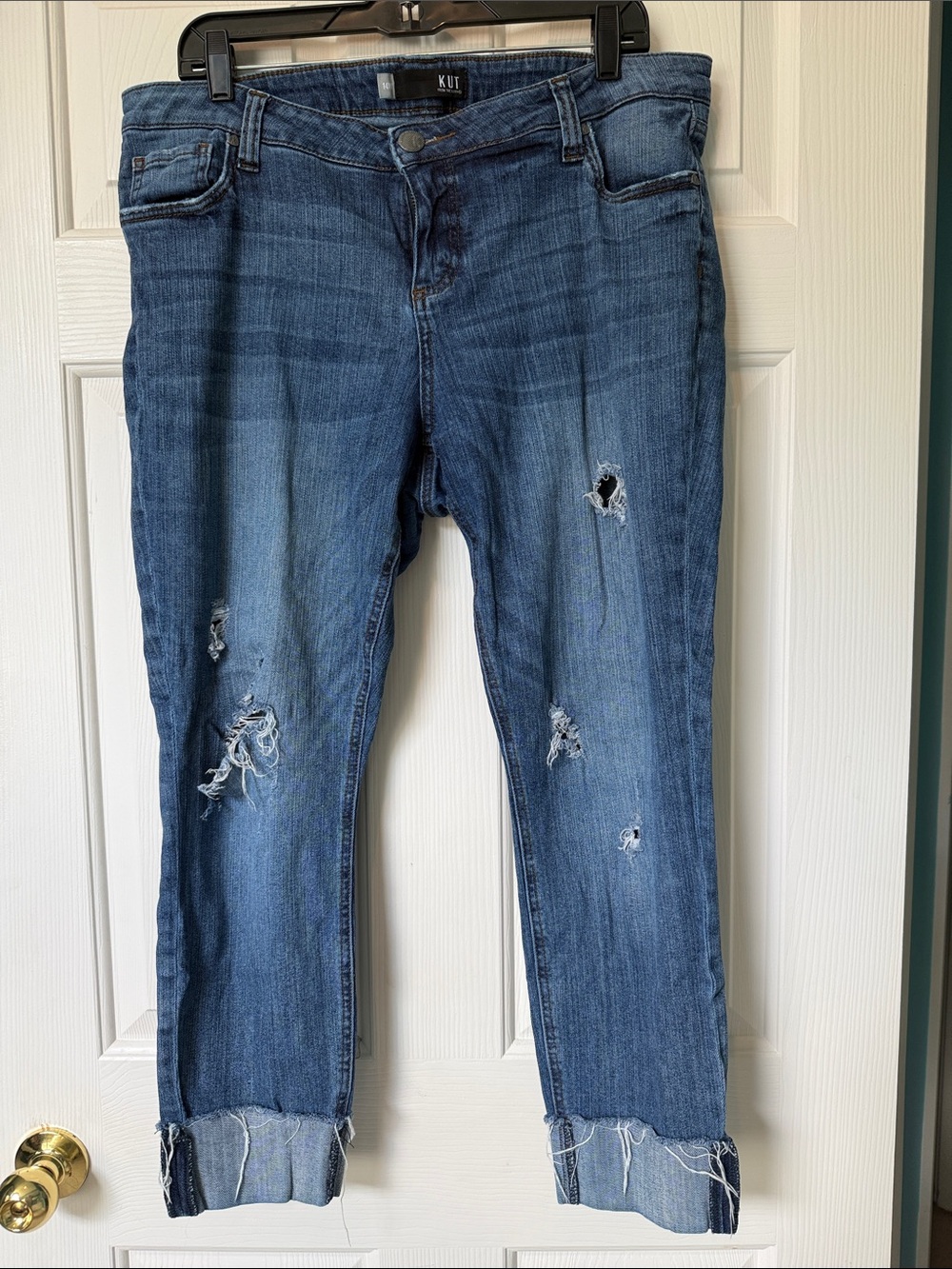 Kut from the Kloth Medium Blue Distressed Boyfriend Jeans